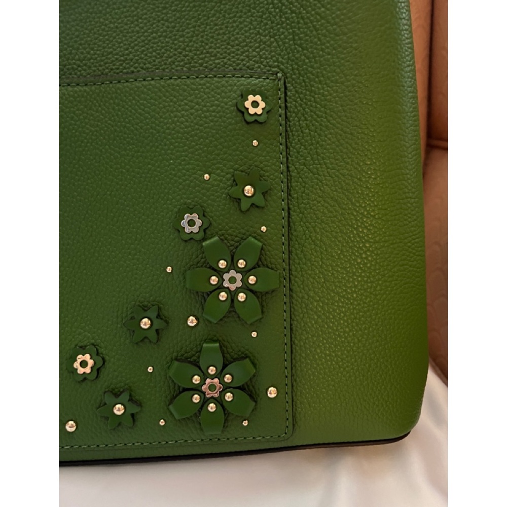 SOLD NWT$338 Authentic MICHAEL KORS Green Floral Handbag Purse Satchel - Picture 6 of 15